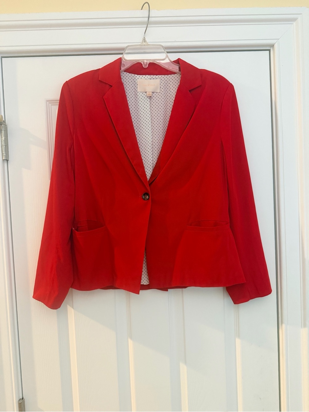Ladies Size Medium "Skies Are Blue" Red Single-Button Notch Lapel Blazer GUC